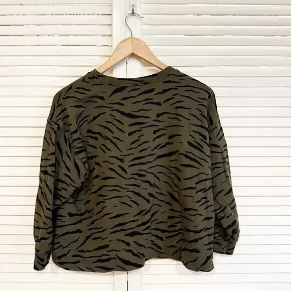Velvet by Graham & Spencer Green Animal Print Cropped Sweatshirt - Picture 5 of 5